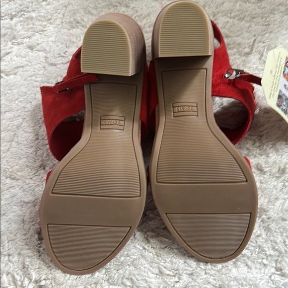 Toms Majorca Heeled sandals red suede - Picture 4 of 8